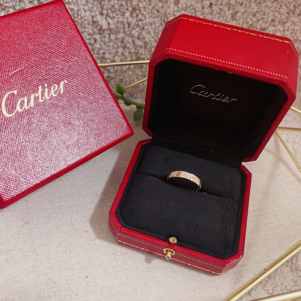 Cartier love wedding band diamond-paved